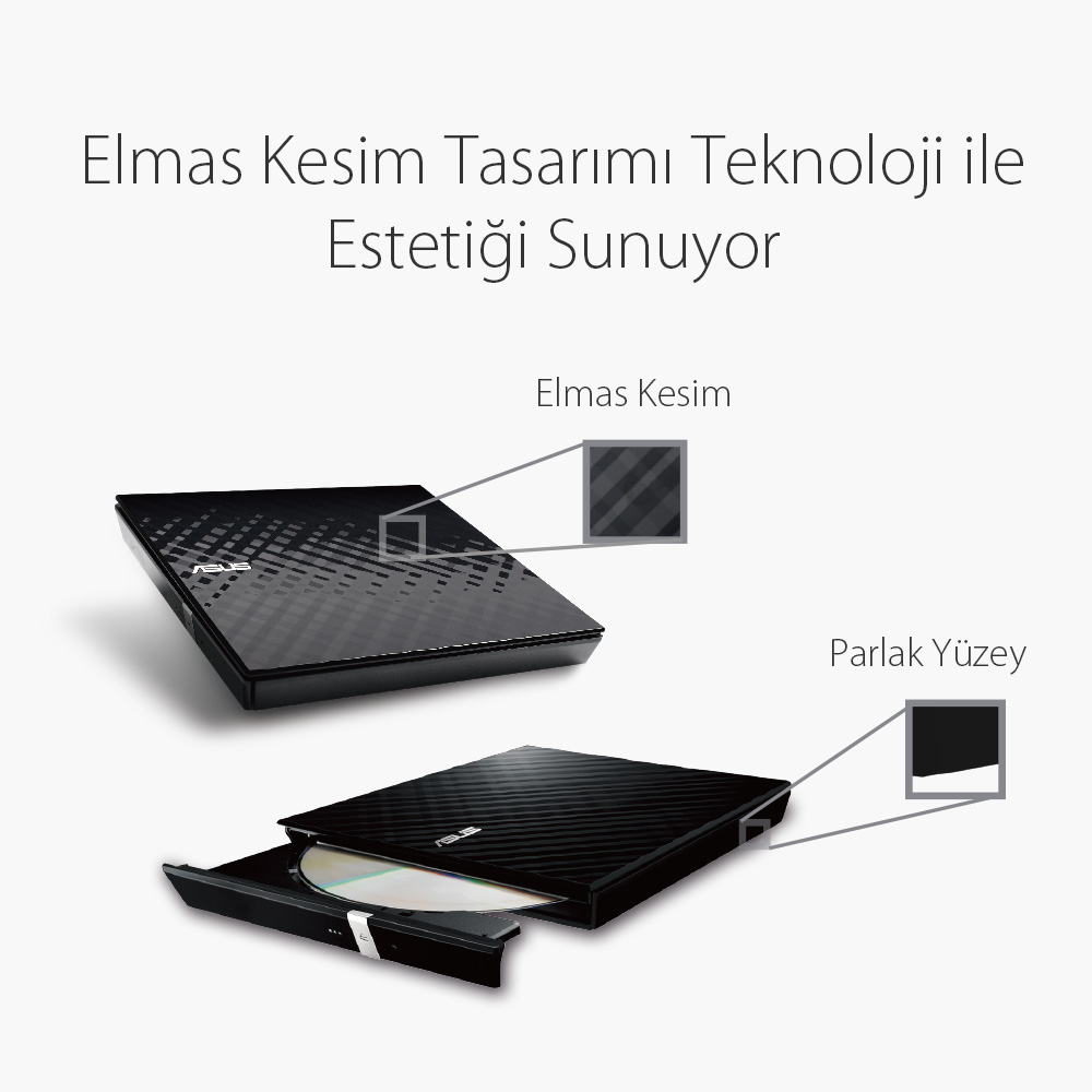ASUS SDRW-08D2S-U LITE 8X HARİCİ DVD YAZICI M-DİSC DESTEKLİ SİYAH - 3