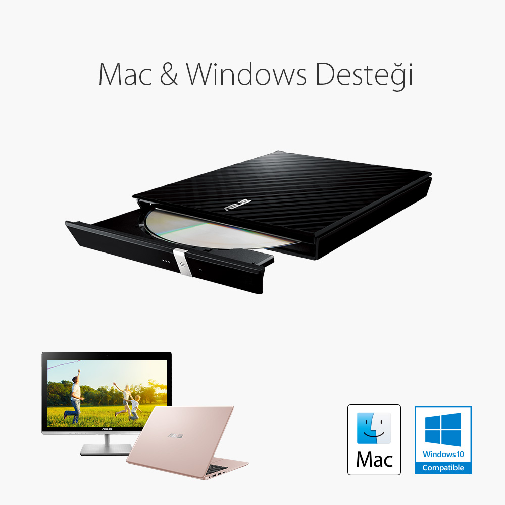 ASUS SDRW-08D2S-U LITE 8X HARİCİ DVD YAZICI M-DİSC DESTEKLİ SİYAH - 5