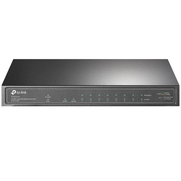 TP-LINK TL-SG1210P 10 PORT GİGABİT POE+ 8PORT GİGABİT POE 1 PORT GİGABİT RJ45 1 PORT GİGABİT SFP SWITCH