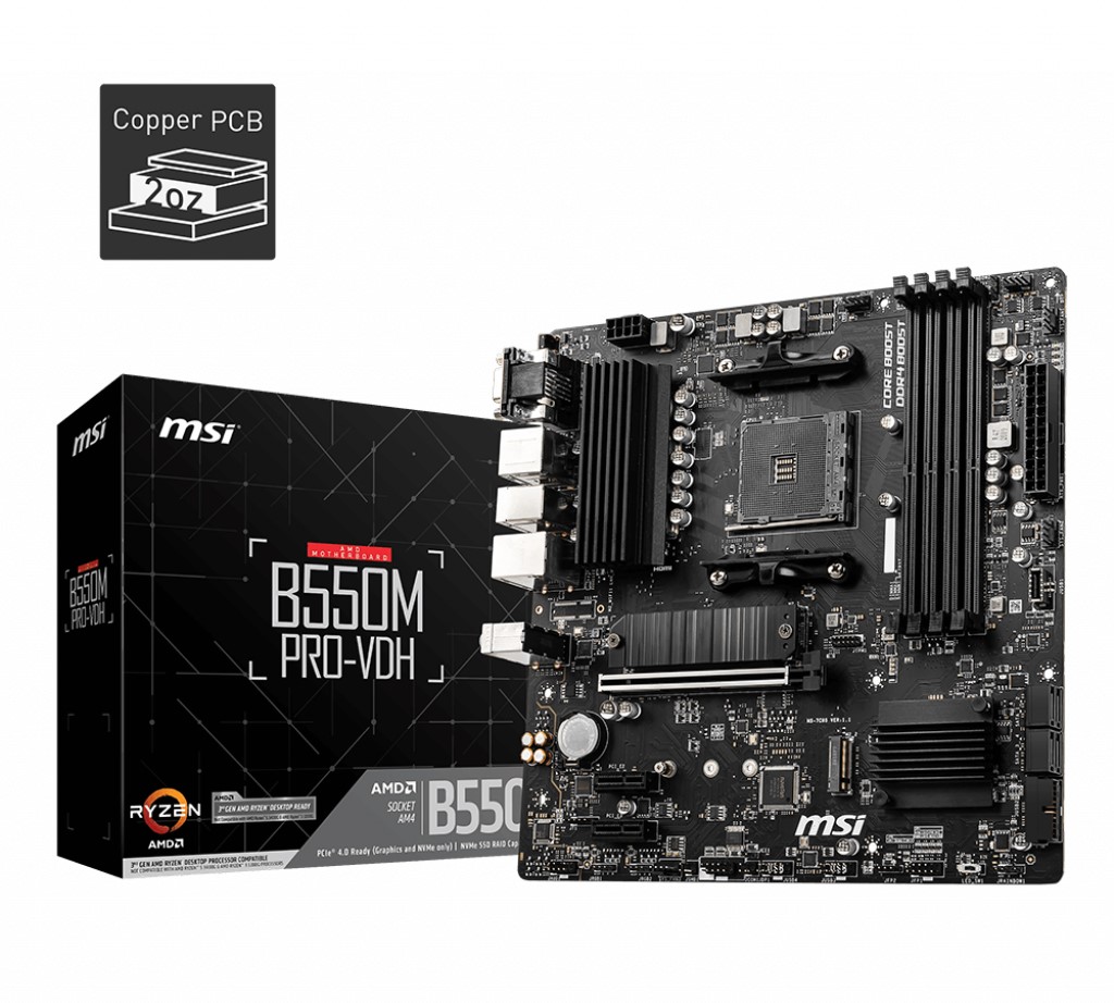 MSI MB B550M PRO-VDH AM4 DDR4 4400(OC) HDMI DP VGA M.2 USB3.2 MATX