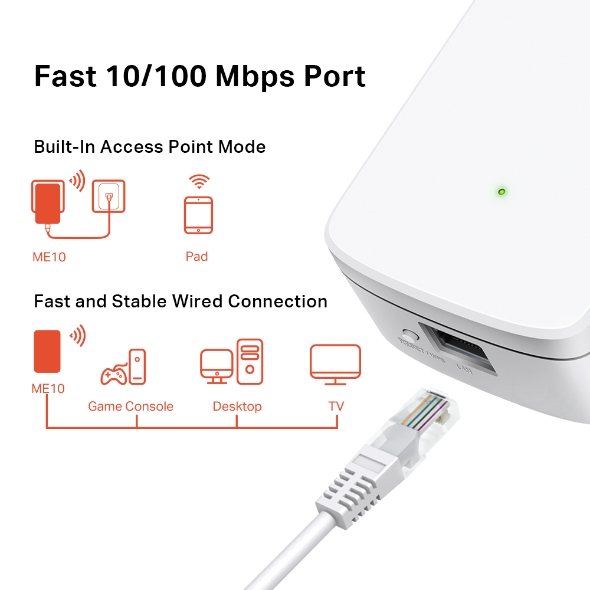 TP-LINK MERCUSYS ME10 KABLOSUZ MENZİL GENİŞLETİCİ - 5
