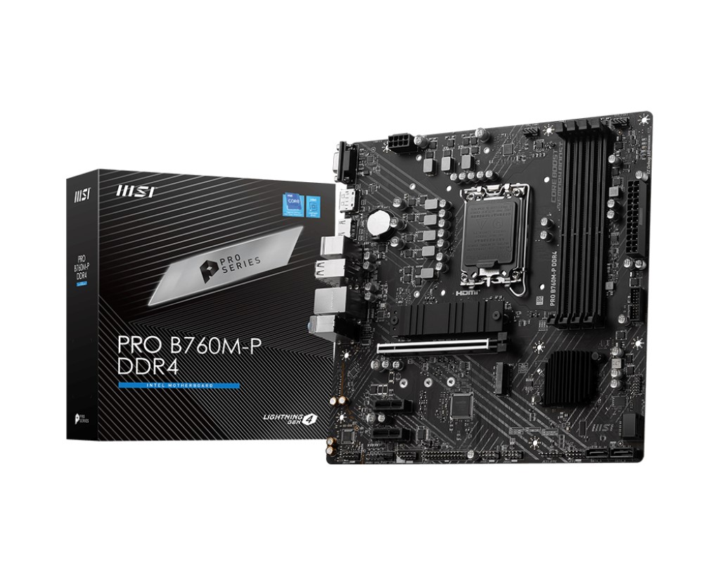 MSI MB PRO B760M-P DDR4 SOKET 1700 DDR4 4800(OC) PCI-E ,M.2 USB3.2 HDMI,DP,VGA 1X 1G LAN MATX