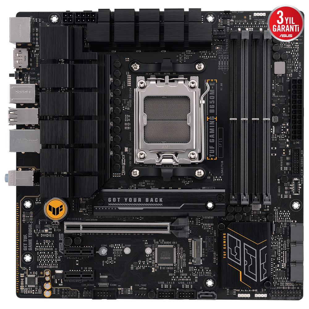 ASUS MB TUF GAMING B650M-E AMD B650 AM5 DDR5 6400 2XDP HDMI ÇIFT M2 USB3.2 AURA RGB 2.5GBIT LAN MATX 128GB’A KADAR RAM DESTEĞI ASUS MB TUF PROTECTION ARMOURY CRATE - 2