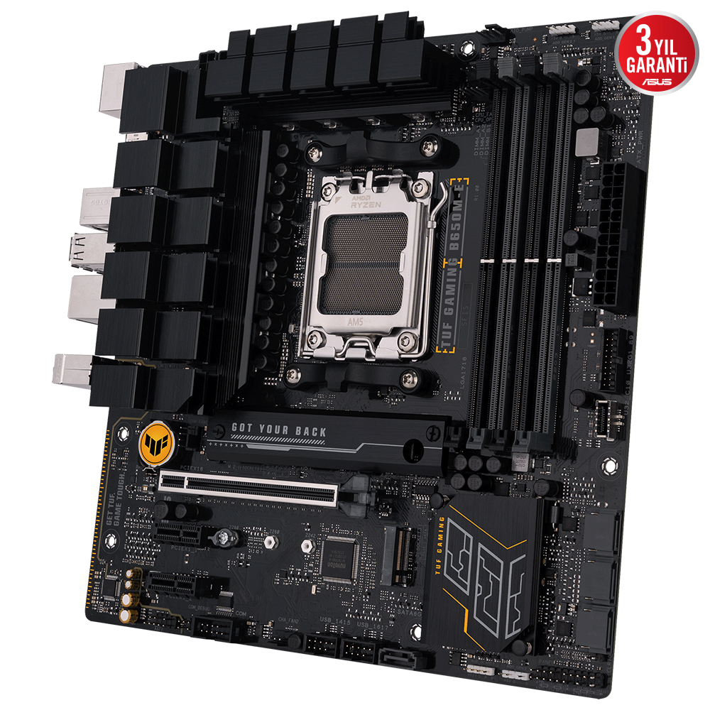 ASUS MB TUF GAMING B650M-E AMD B650 AM5 DDR5 6400 2XDP HDMI ÇIFT M2 USB3.2 AURA RGB 2.5GBIT LAN MATX 128GB’A KADAR RAM DESTEĞI ASUS MB TUF PROTECTION ARMOURY CRATE - 3