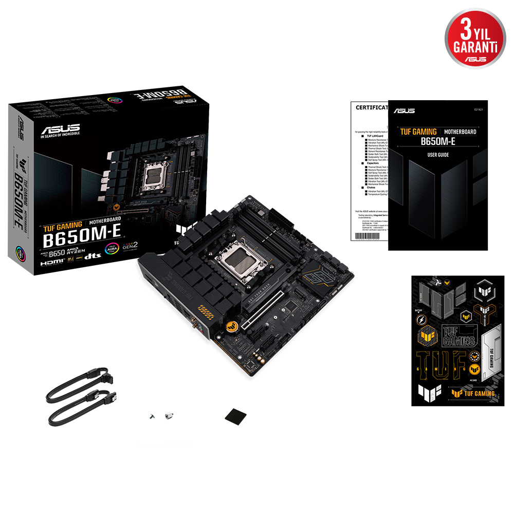 ASUS MB TUF GAMING B650M-E AMD B650 AM5 DDR5 6400 2XDP HDMI ÇIFT M2 USB3.2 AURA RGB 2.5GBIT LAN MATX 128GB’A KADAR RAM DESTEĞI ASUS MB TUF PROTECTION ARMOURY CRATE - 6