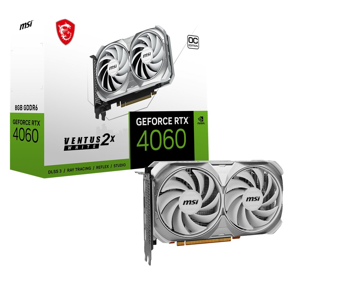 MSI VGA GEFORCE RTX 4060 VENTUS 2X WHITE 8G OC RTX4060 8GB GDDR6 128B DX12 PCIE 4.0 X8 (3XDP 1XHDMI)