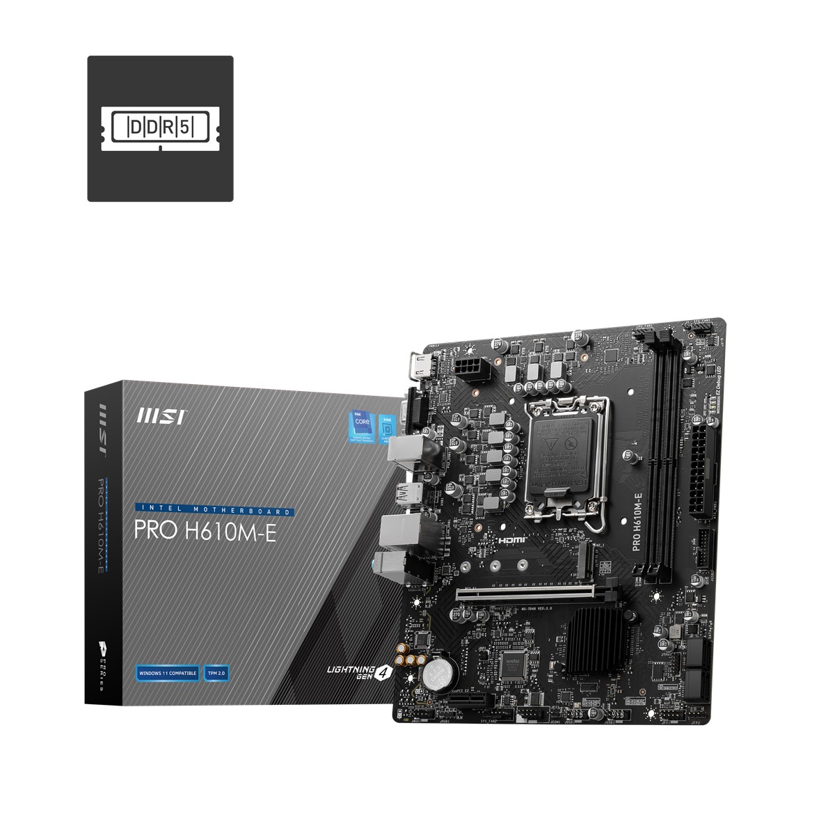 MSI MB PRO H610M-E SOKET 1700 DDR5 5600MHZ(OC) HDMI VGA M.2 USB3.2 1X 1G LAN MATX