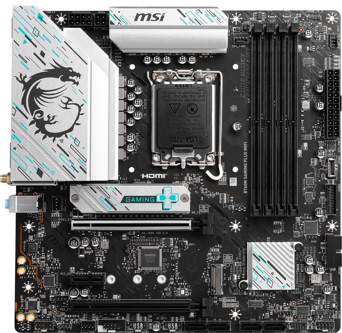 MSI MB B760M GAMING PLUS WIFI SOKET 1700 DDR5 6800(OC) PCI-E ,M.2 USB3.2 HDMI,DP 1X 2.5G LAN WI-FI 6E MATX