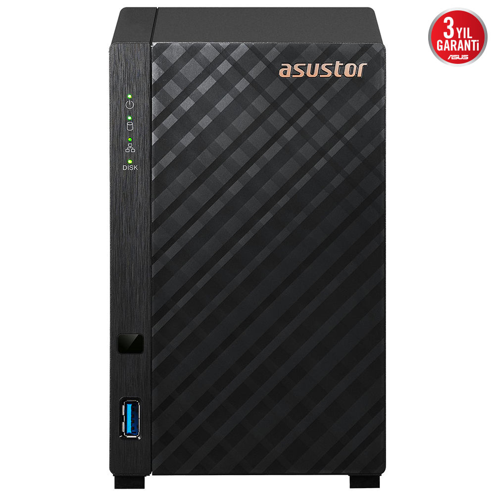 ASUSTOR AS1102TL REALTEK RTD1619B 2 YUVALI (2X22TB DESTEĞİ) 1GB DDR4 1GBE x1 USB 3.2 x1 USB 2.0 x1