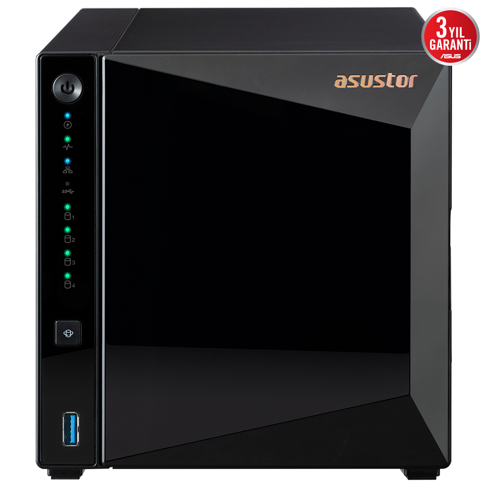 ASUSTOR AS3304T V2 REALTEK RTD1619B 4 YUVALI 4X22TB DESTEĞİ 2GB DDR4 2.5GbE x1 USB 3.2 x3