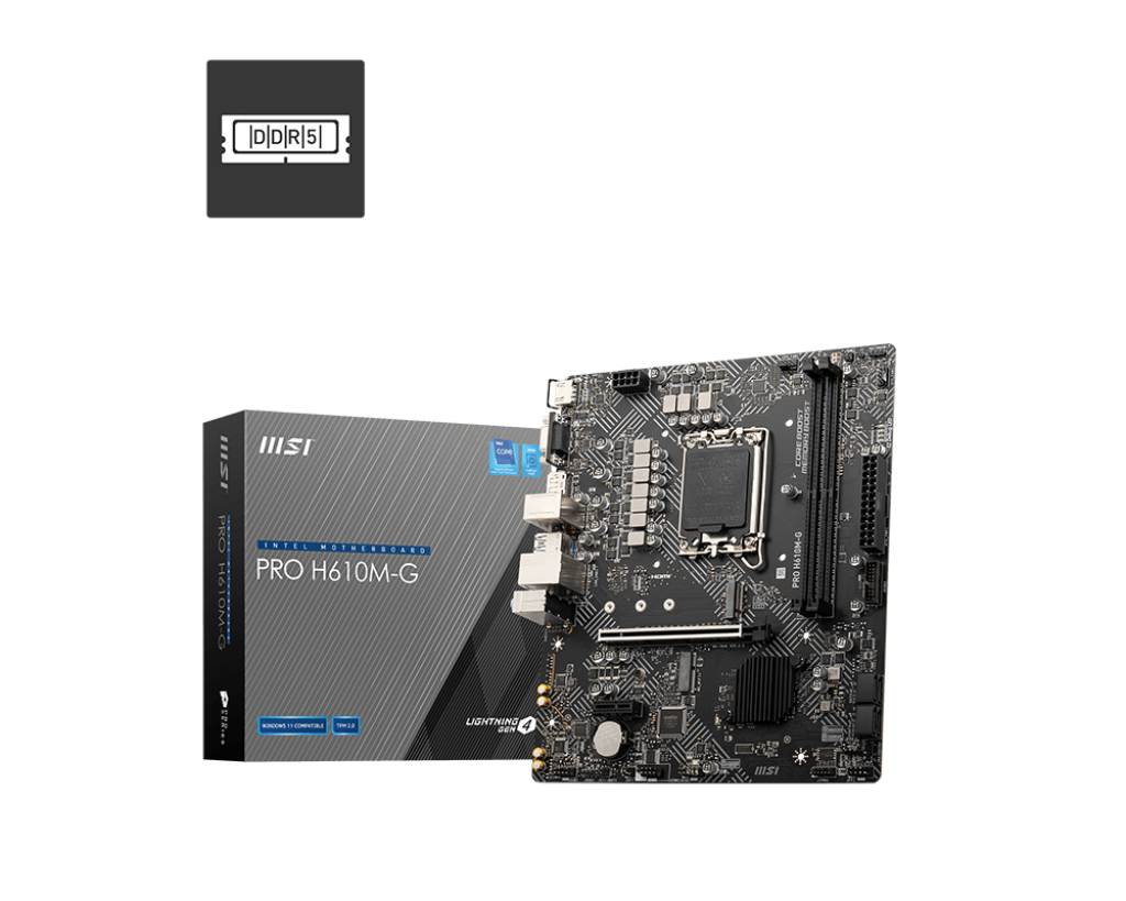 MSI MB PRO H610M-G SOKET 1700 DDR5 5600MHZ(OC) HDMI VGA DP M.2 USB3.2 1X 1G LAN MATX