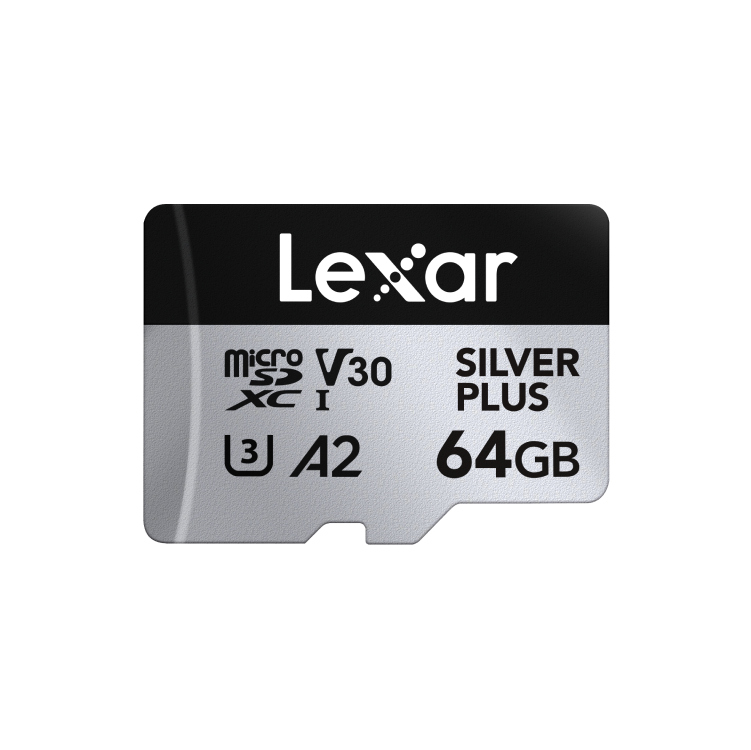 LEXAR 64GB LMSSIPL064G-BNANG MICROSD HIGH-PERFORMANCE SILVER PLUS MICROSDXC UHS-I UP TO 205MB/S READ 100MB/S WRITE C10 A2 V30 U3