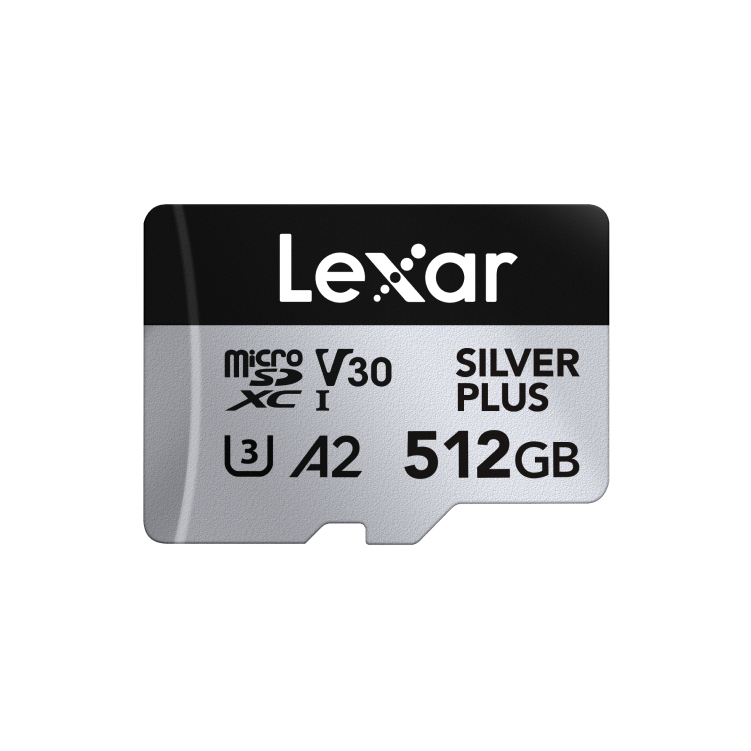 LEXAR 512GB LMSSIPL512G-BNANG MICROSD HIGH-PERFORMANCE SILVER PLUS MICROSDXC UHS-I UP TO 205MB/S READ 150MB/S WRITE C10 A2 V30 U3 WITH ADAPTER