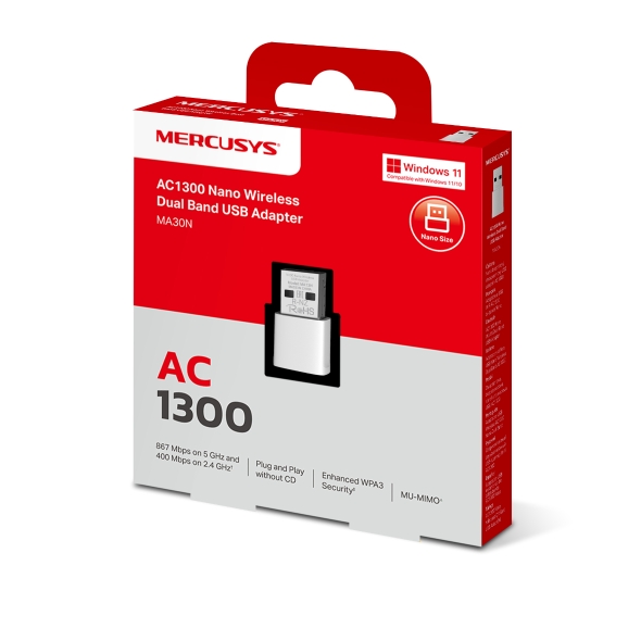 TP-LINK MERCUSYS MA30N AC1300 NANO WIFI DUAL BAND USB 2.0 ADAPTÖR - 4