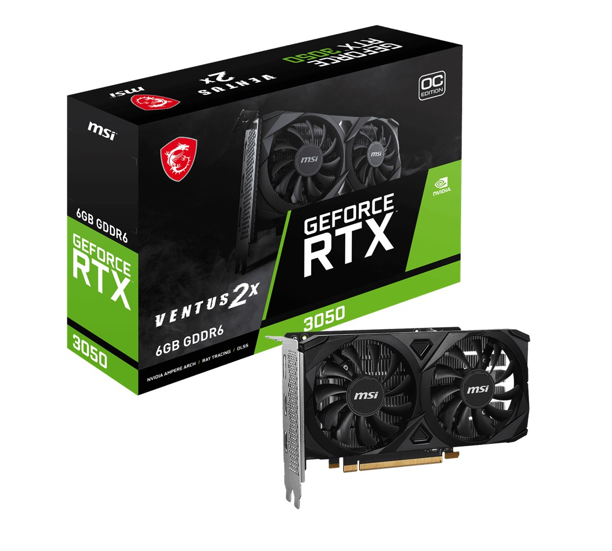 MSI VGA GEFORCE RTX 3050 VENTUS 2X E 6G OC RTX3050 6GB GDDR6 96B DX12 PCIE 4.0 X8 (1XDP 2XHDMI)