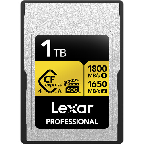 LEXAR 1TB LCAGOLD001T-RNENG CF-EXP PROFESSIONAL CFEXPRESS 4.0 TYPE A CARD GOLD SERIE UP TO 1800MB/S READ 1650MB/S WRITE VPG 400 IP68