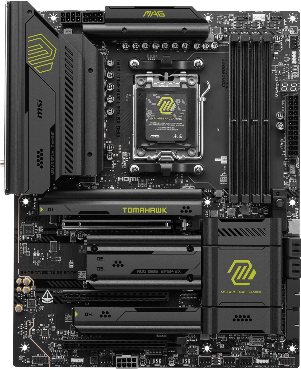 MSI MB MAG X870E TOMAHAWK WIFI AM5 DDR5 8400MHZ(OC) USB4 4X M.2 HDMI 2X DP 5G LAN WIFI 7 RGB ATX