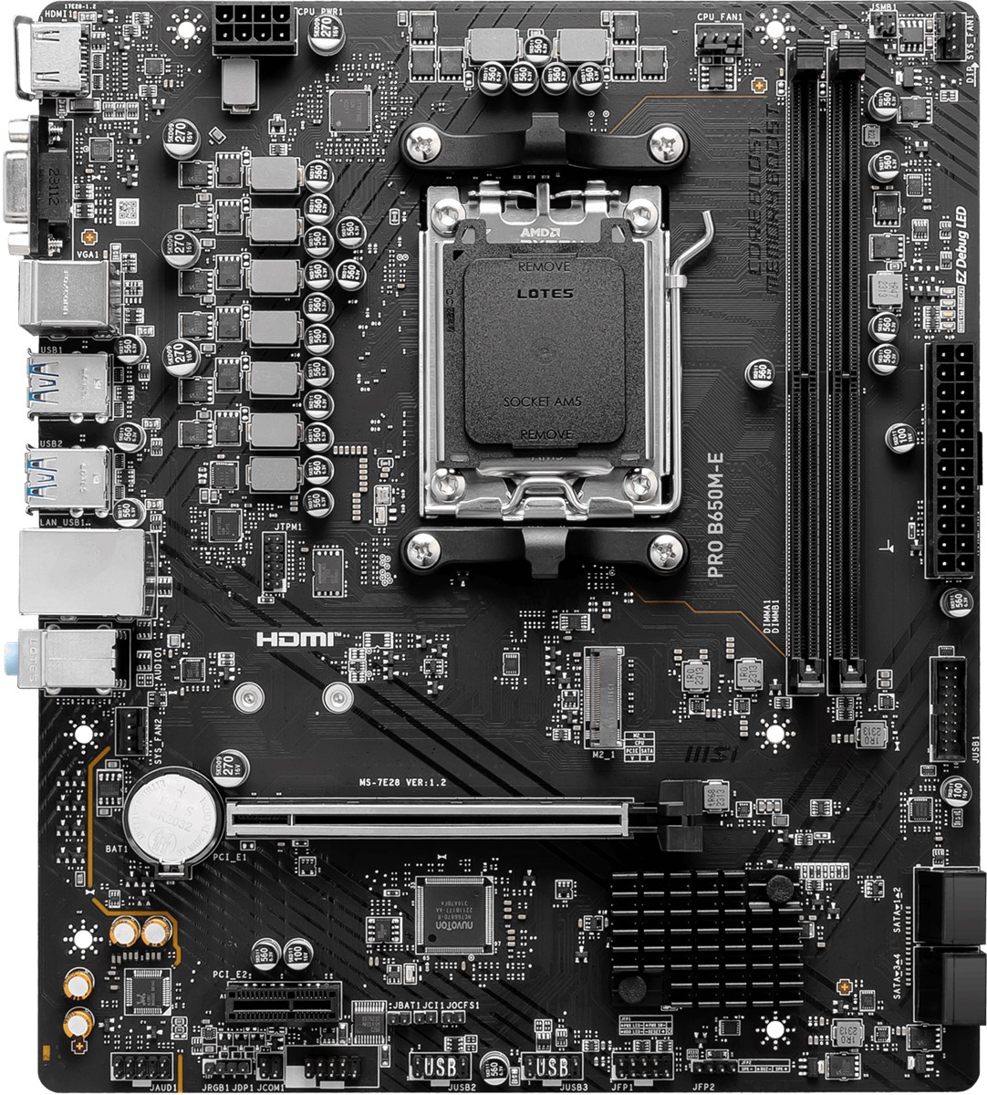 MSI MB PRO B650M-E AM5 DDR5 6800MHZ(OC) HDMI VGA M.2 USB3.2 2.5G LAN MATX