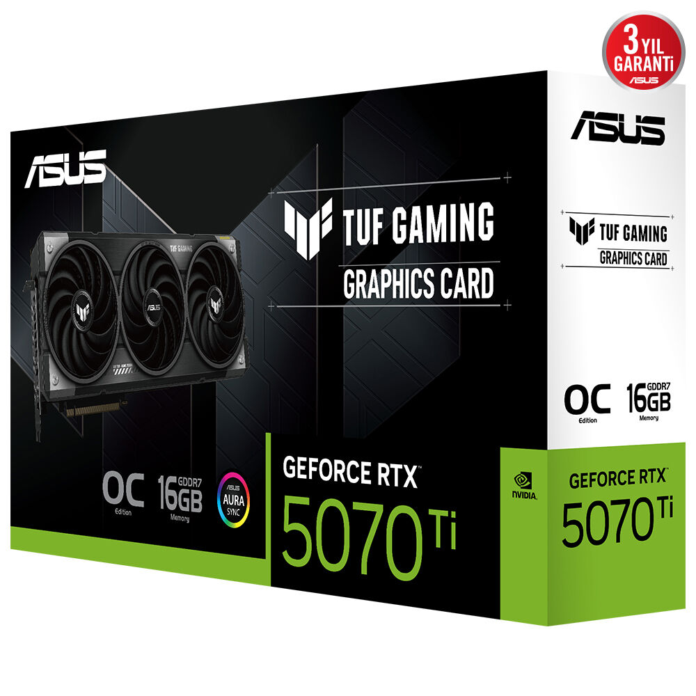 ASUS VGA TUF-RTX5070TI-O16G-GAMING-NVIDIA-GEFORCE-RTX 5070 TI-16GB GDDR7-256bit--OC-2xHDMI-3xDP-RGB-DLSS4 EKRAN KARTI