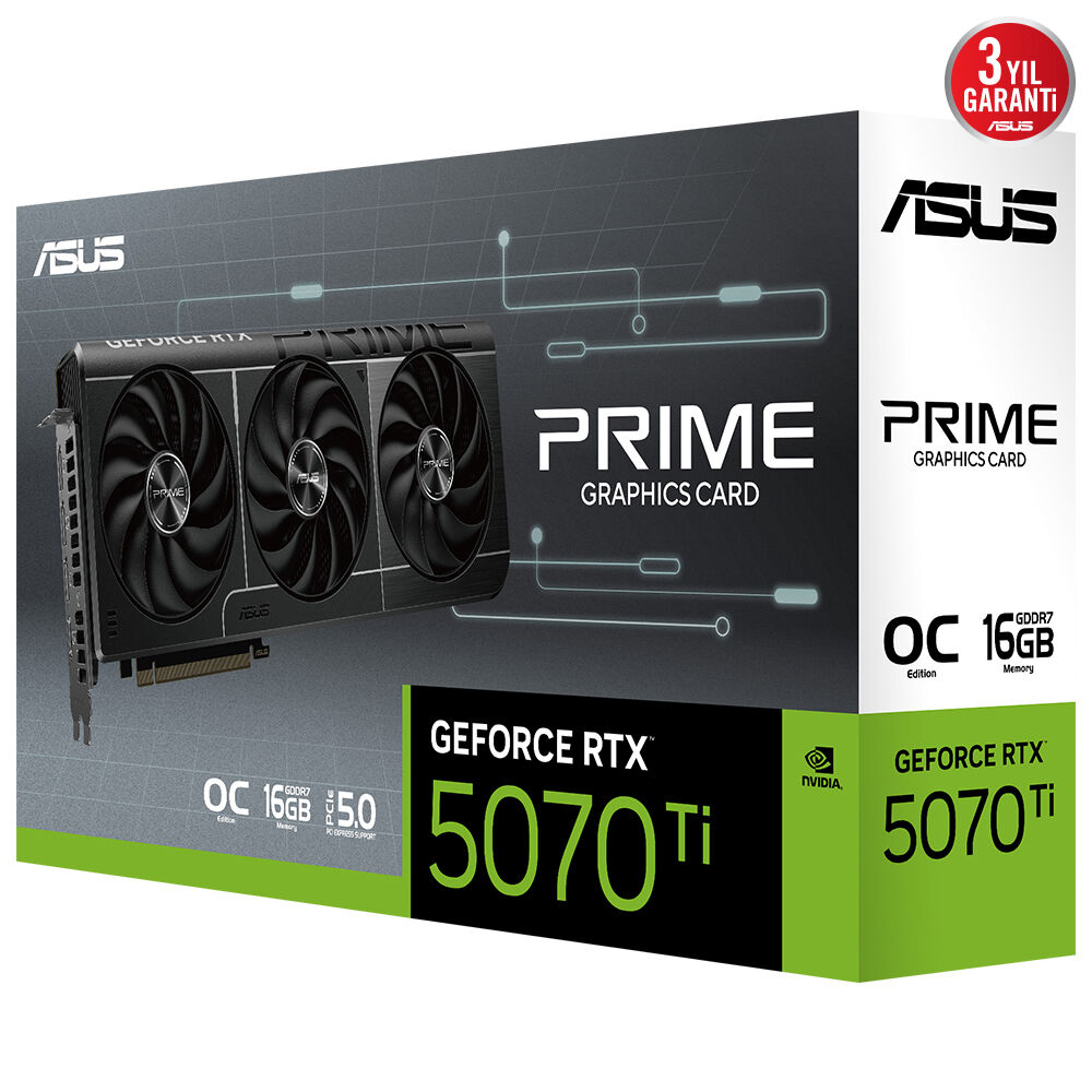 ASUS VGA PRIME-RTX5070TI-O16G-NVIDIA-GEFORCE-RTX 5070 TI-16GB GDDR7-256bit--OC-2xHDMI-3xDP-DLSS4 EKRAN KARTI - 2