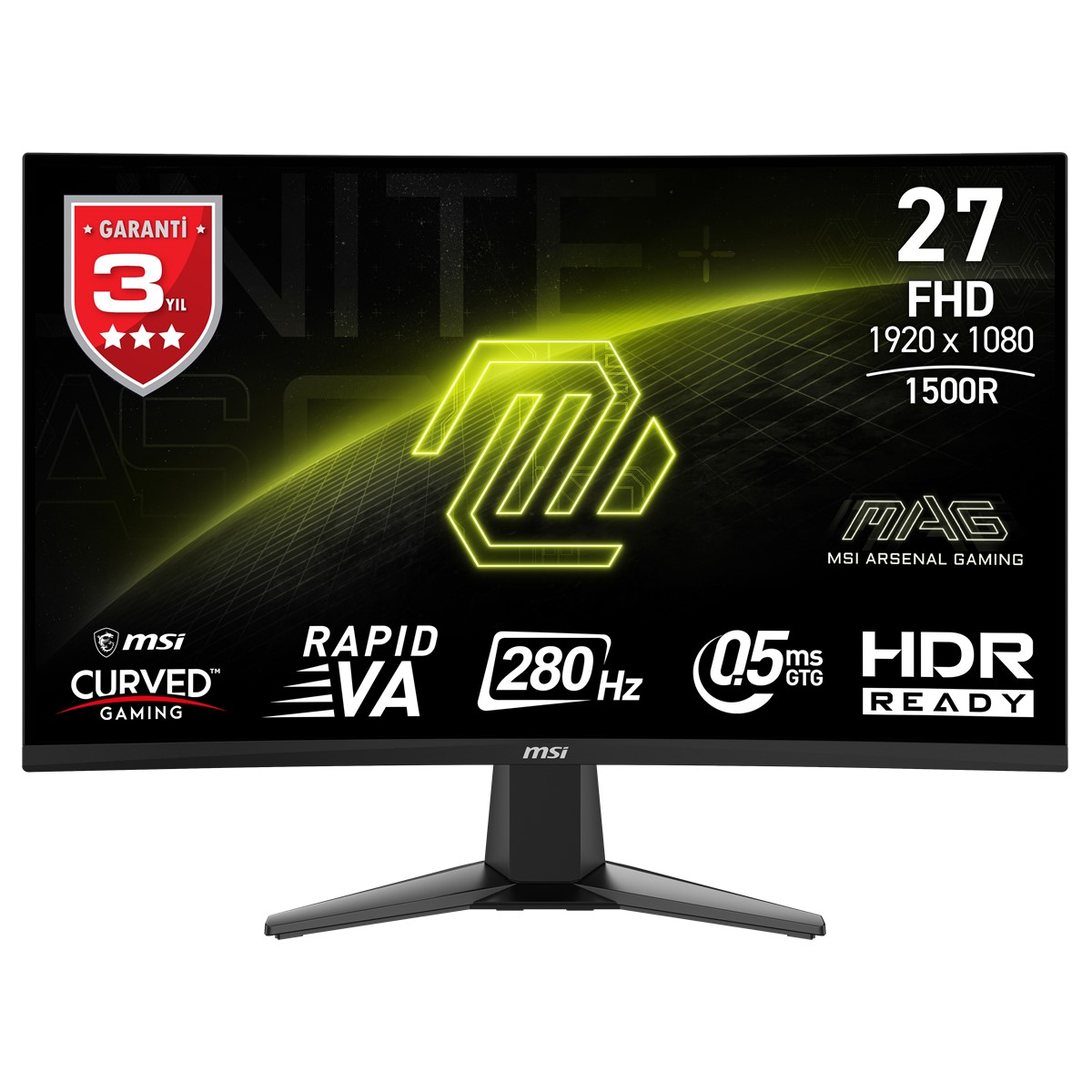 MSI 27 MAG 276CXF 1920x1080 (FHD) CURVE 1500R RAPID VA 280HZ 0.5MS (GTG) ADAPTIVE-SYNC SIYAH GAMING MONITOR