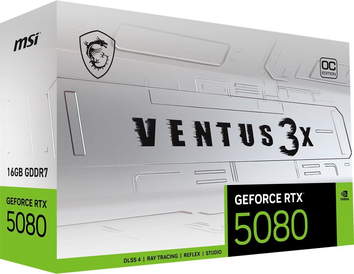 MSI VGA GEFORCE RTX 5080 16G VENTUS 3X OC WHITE RTX5080 16GB GDRR7 256 B DX12 PCIE 5.0 X16 (3XDP 1XHDMI) - 2
