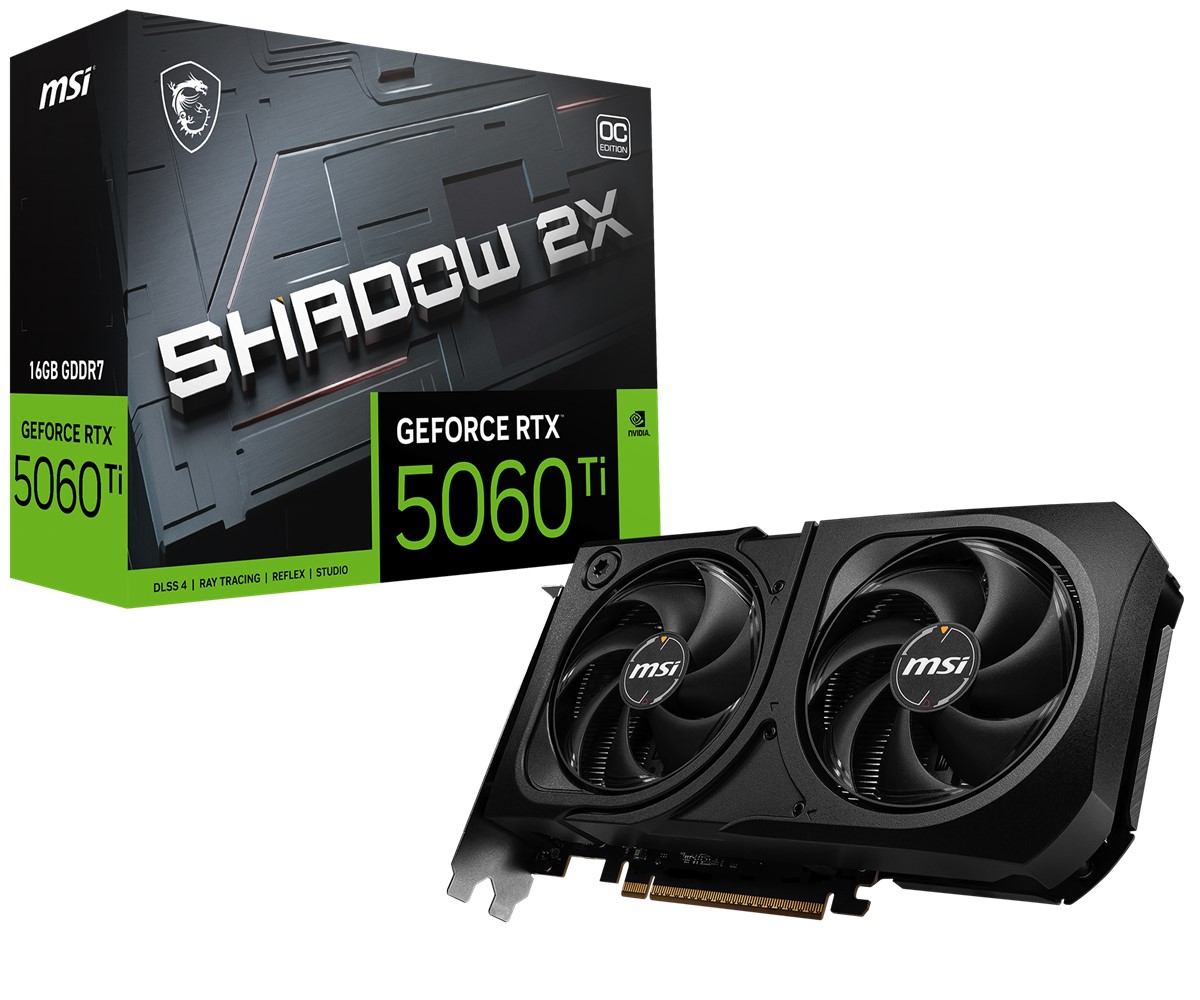 MSI VGA GEFORCE RTX 5060 TI 16G SHADOW 2X OC PLUS RTX5060TI 16GB GDDR7 128B DX12 PCIE 5.0 X16 (3XDP 1XHDMI)