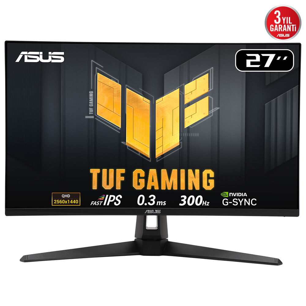 ASUS TUF GAMING VG27AQM5A 27 FAST IPS 2560x1440 0.3ms 300Hz 300cd DP HDMI USB Hoparlör VESA 3YIL %95 DCI-P3 EYECARE FLICKER-FREE DÜŞÜK MAVİ IŞIK MONİTÖR