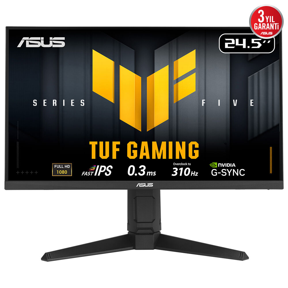 ASUS TUF GAMING VG259QMRL5A 24.5 Fast IPS 1920x1080 0.3ms 310Hz 400cd DP HDMI Hoparlör VESA 3YIL ELMB SYNC 99% sRGB Gaming AI YÜKSEKLİK AYARLI MONİTÖR - 2