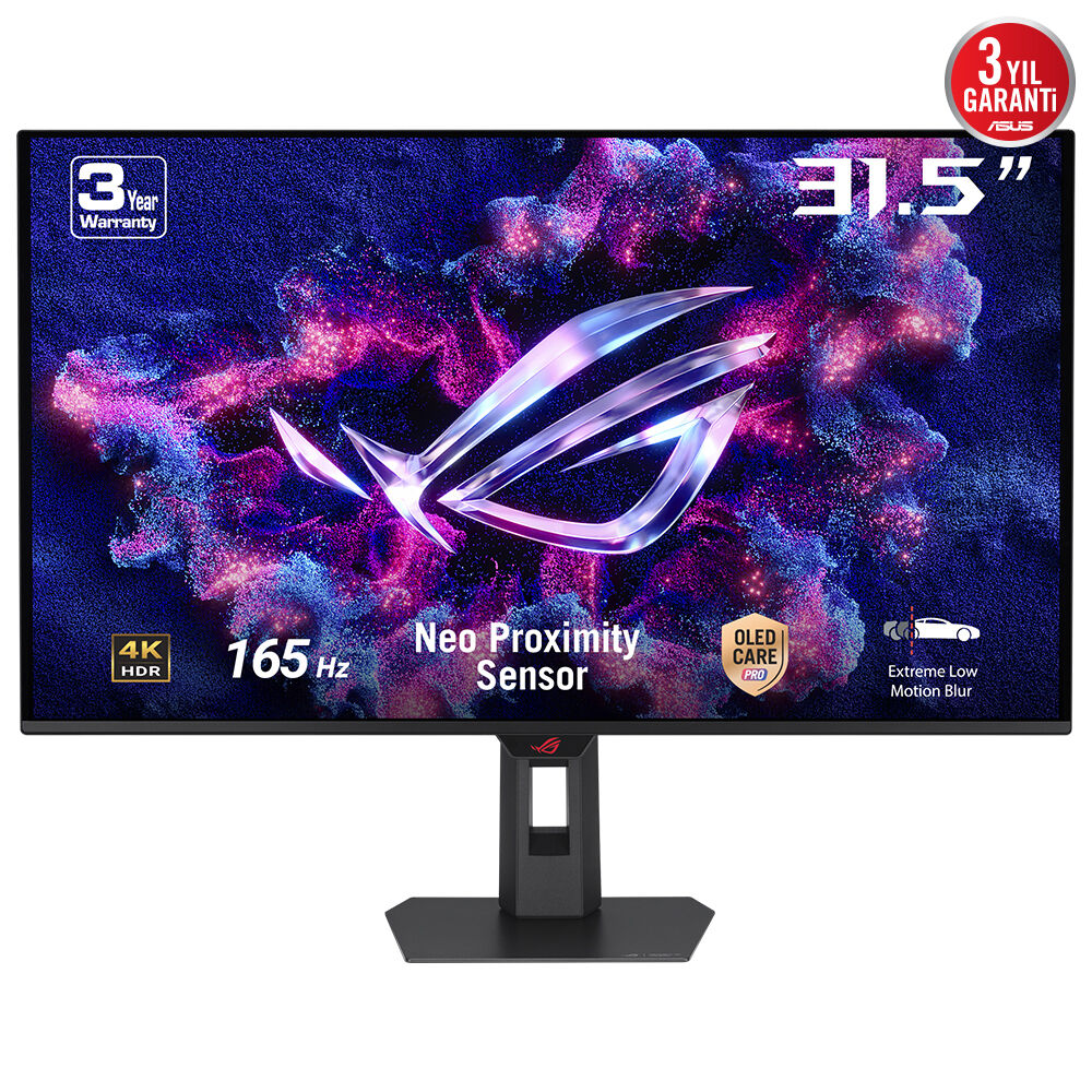 ASUS ROG STRIX XG32UCDS 31.5 QD-OLED 3840x2160 0.03ms 165Hz 1000cd DP HDMI USB-C YOK VESA 3YIL ELMB HDR 400 True Black YÜKSEKLİK AYARLI YAKINLIK SENSÖRÜ(NEO PROXIMITY SENSOR) %99 DCI-P3 HDR USB-C PD15W MONİTÖR
