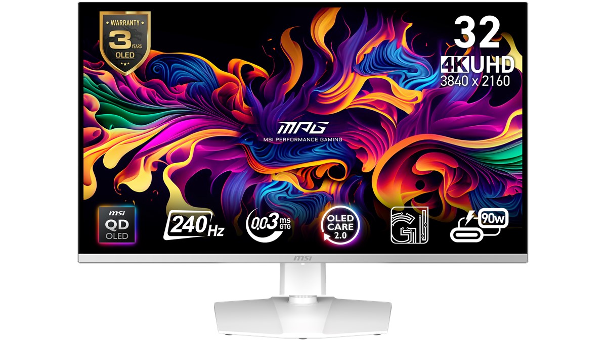 MSI 31.5 MPG 321URXW QD-OLED 3840x2160 (UHD) 16:9 FLAT QD-OLED 240HZ 0.03MS G-SYNC COMPATIBLE BEYAZ GAMING MONITOR