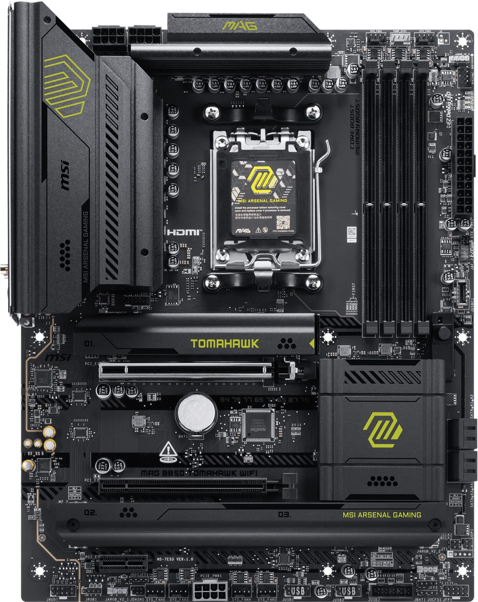 MSI MB MAG B850 TOMAHAWK WIFI AM5 DDR5 8200MHZ(OC) HDMI 3X M.2 USB 20GBS 5G LAN WI-FI 7 ATX