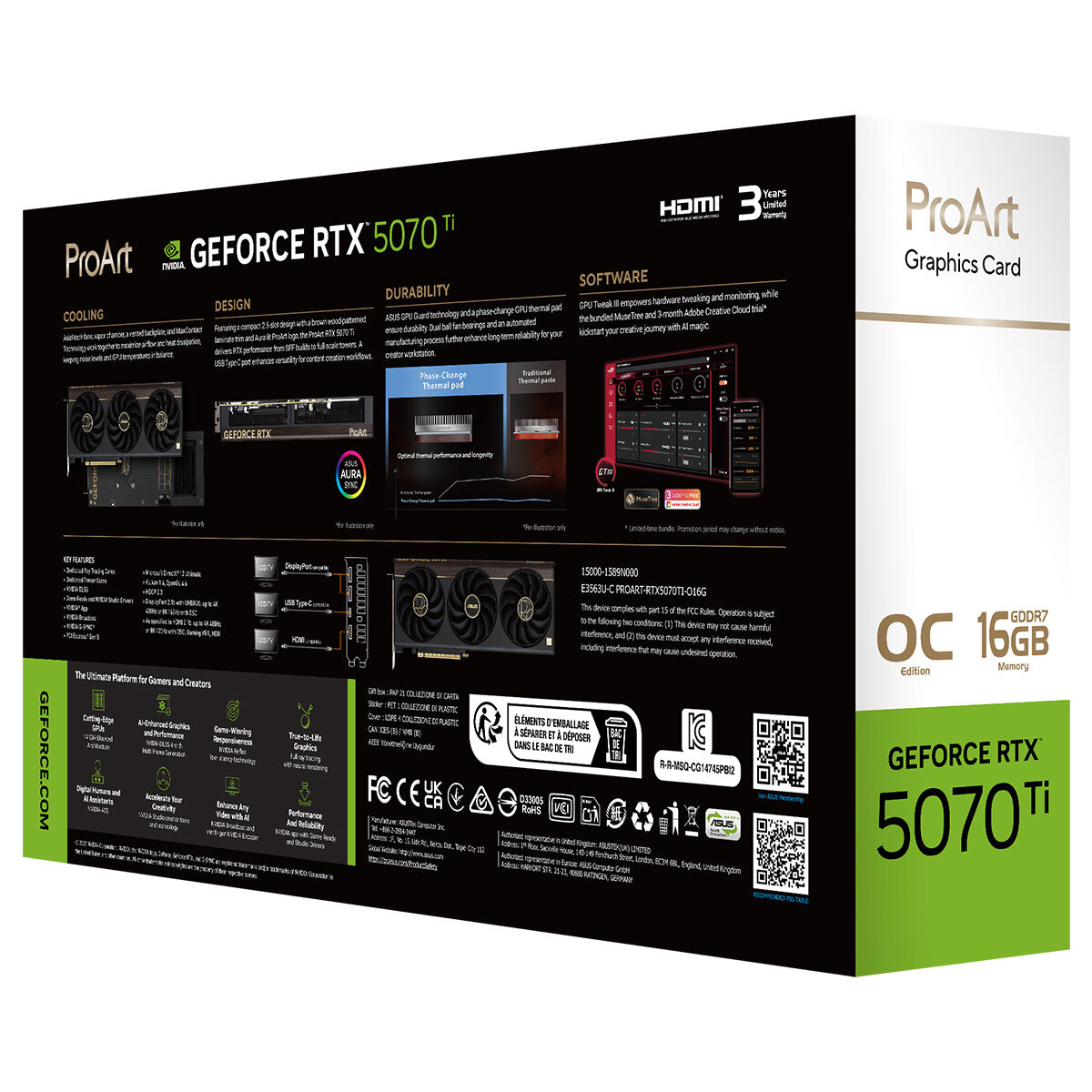 ASUS PROART-RTX5070TI-O16G-NVIDIA-GEFORCE-RTX 5070 TI-16GB GDDR7-256bit--OC-1xHDMI-2xDP-USB-C-DLSS4 EKRAN KARTI - 8
