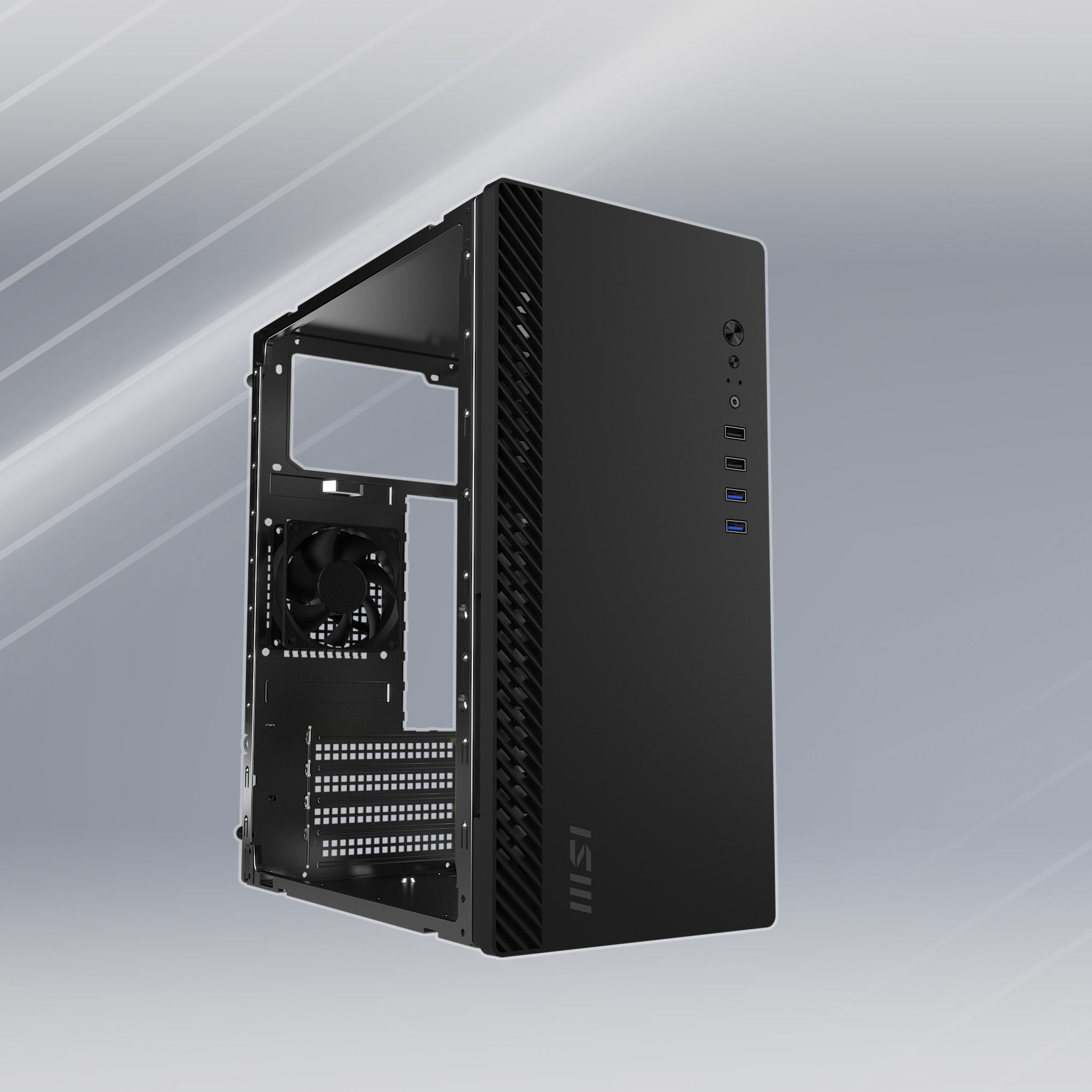 MSI PRO SHIELD M100P 1x120mm Fan mATX Bilgisayar Kasası - 7