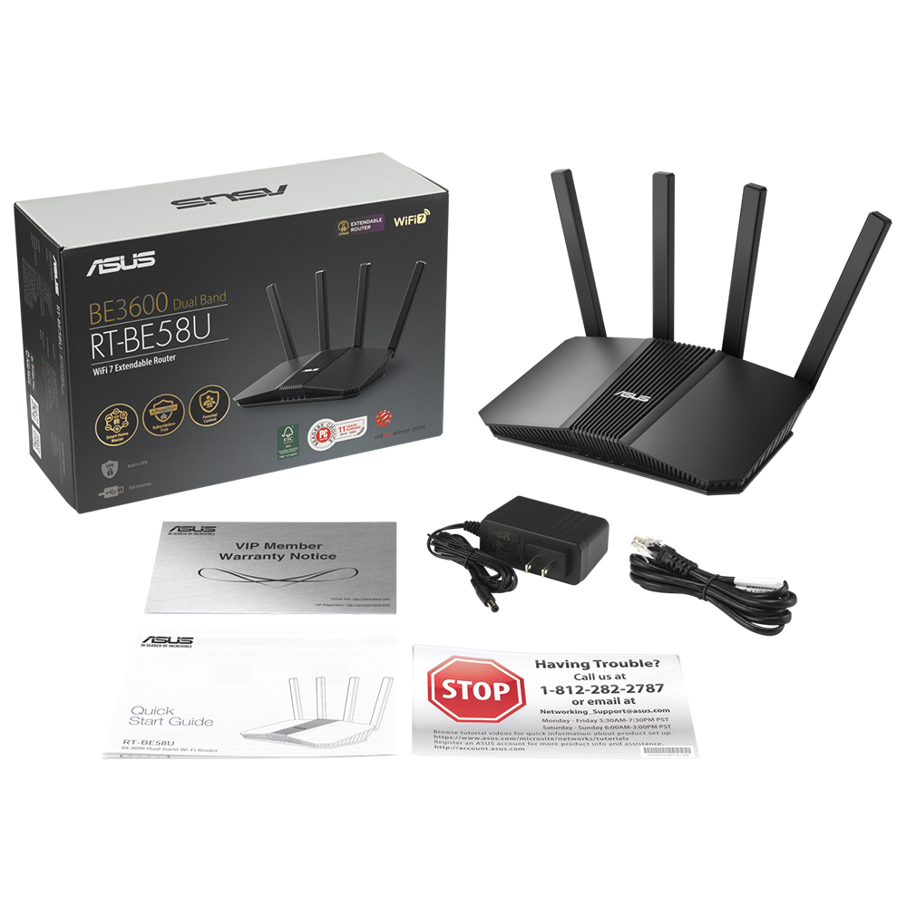 ASUS RT-BE58U WIFI7 BE3600 WIFI7 DUAL-BAND GIGABIT EXTENDABLE ROUTER