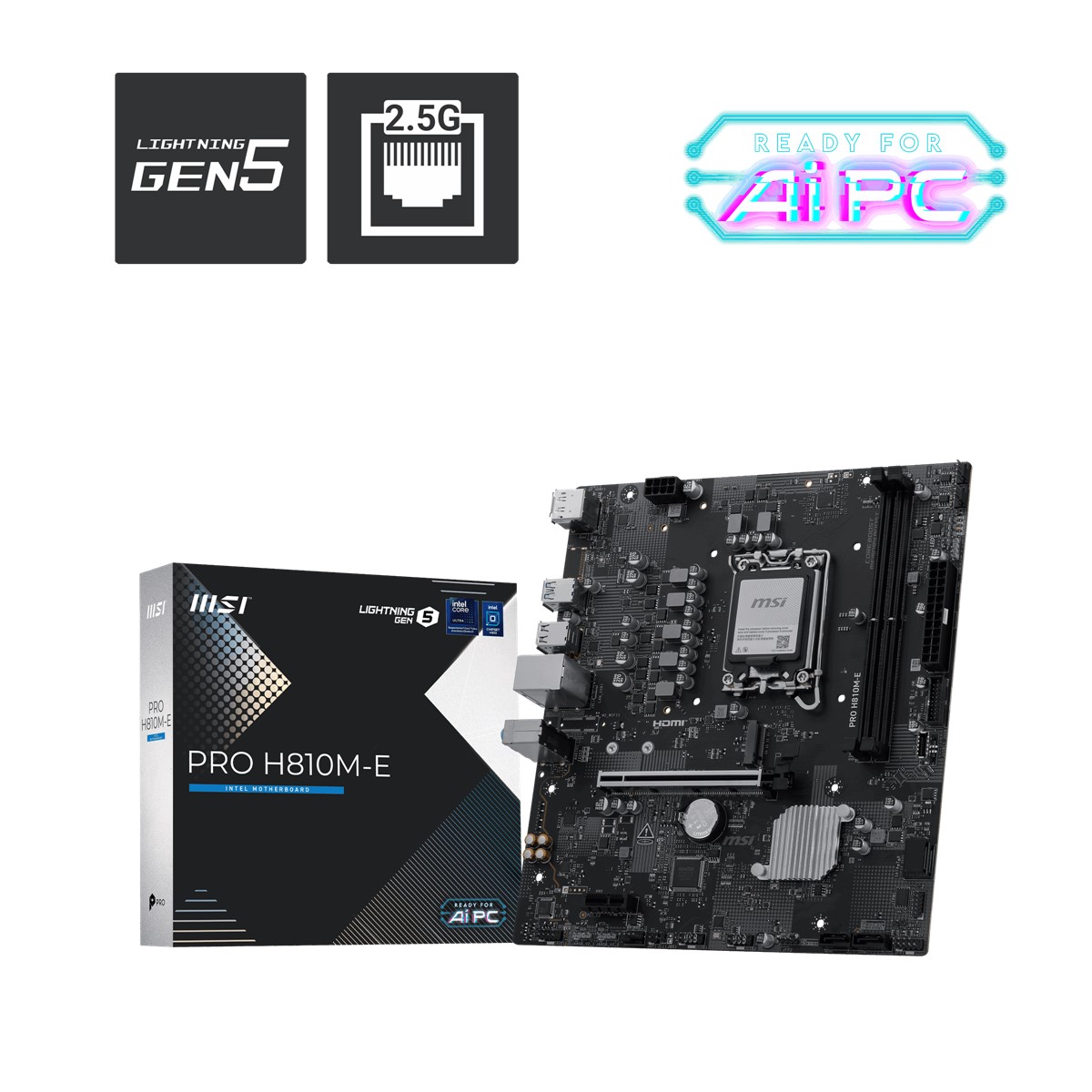 MSI MB PRO H810M-E SOKET 1851 DDR5 6400 MHZ(OC) 1xM.2 USB 5Gbps HDMI DP 2.5G LAN mATX - 5