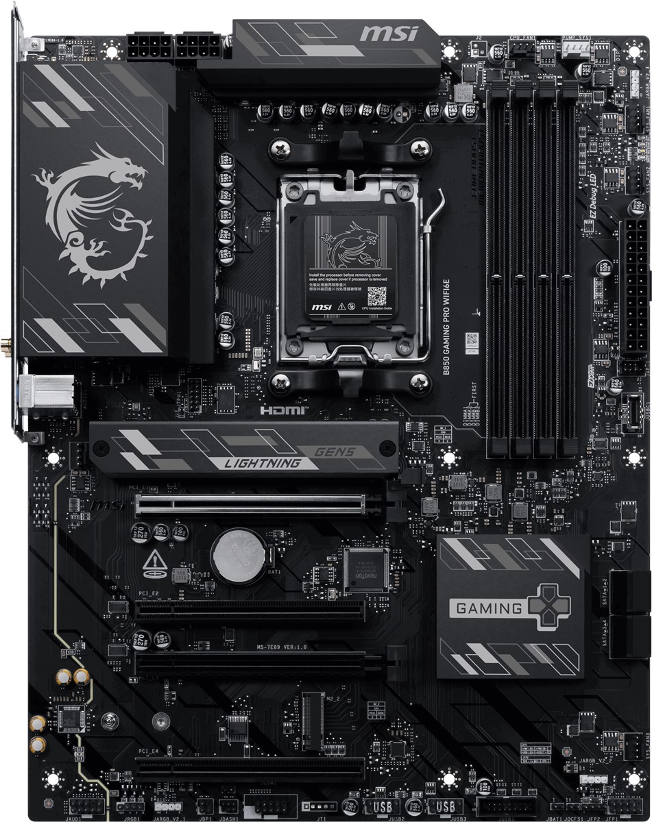 MSI MB B850 GAMING PRO WIFI6E AM5 DDR5 8200MHZ(OC) DP 1X HDMI 2x M.2 4x PCI-E x16 USB 10Gbs 2,5G LAN WI-FI 6E ATX - 2