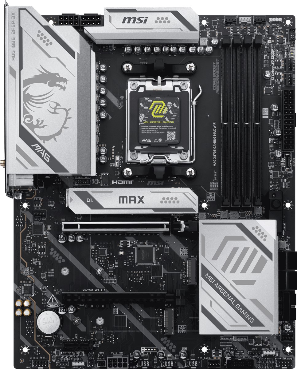 MSI MB MAG X870E GAMING MAX WIFI AM5 DDR5 8200MHZ(OC) 3x M.2 USB 40Gbps HDMI DP 5G LAN WIFI 7 RGB ATX