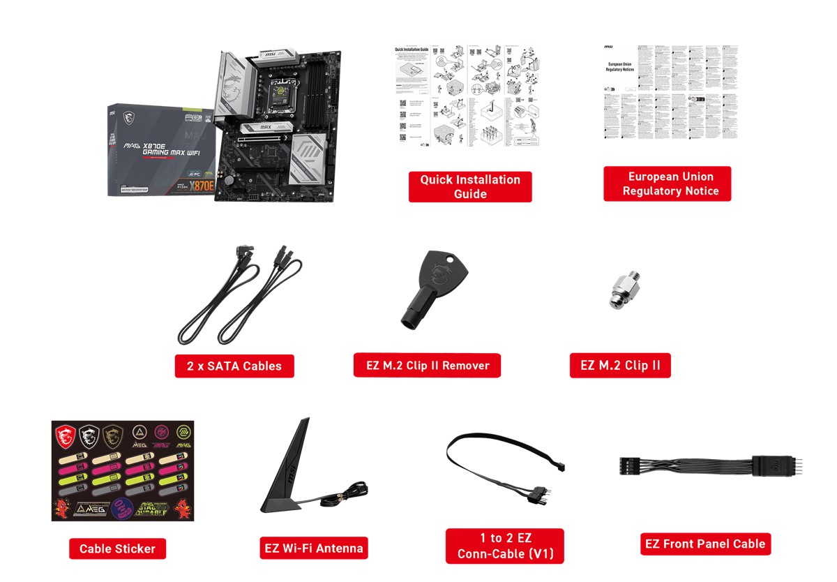 MSI MB MAG X870E GAMING MAX WIFI AM5 DDR5 8200MHZ(OC) 3x M.2 USB 40Gbps HDMI DP 5G LAN WIFI 7 RGB ATX - 7