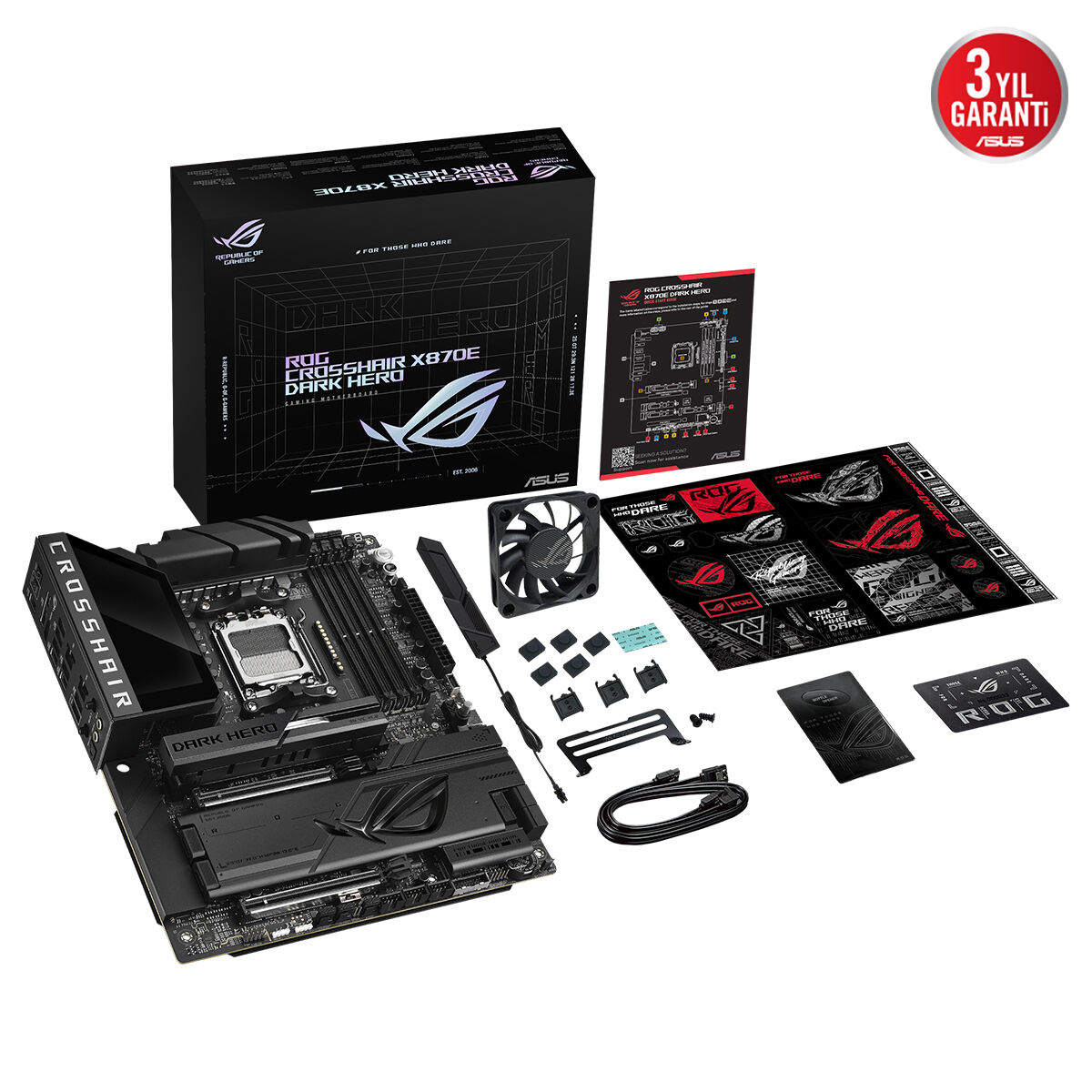 ASUS ROG CROSSHAIR X870E DARK HERO AMD X870E AM5 DDR5 9600 HDMI 2XUSB4 5X M2 USB3.2 WİFİ 7 + BT AURA RGB 10GBİT + 5GBİT LAN ATX 20+2+2 GÜÇ AŞAMALARI ÇİFT USB4 5XM.2 SLOT Wİ-Fİ 7 AI OVERCLOCKİNG - 2