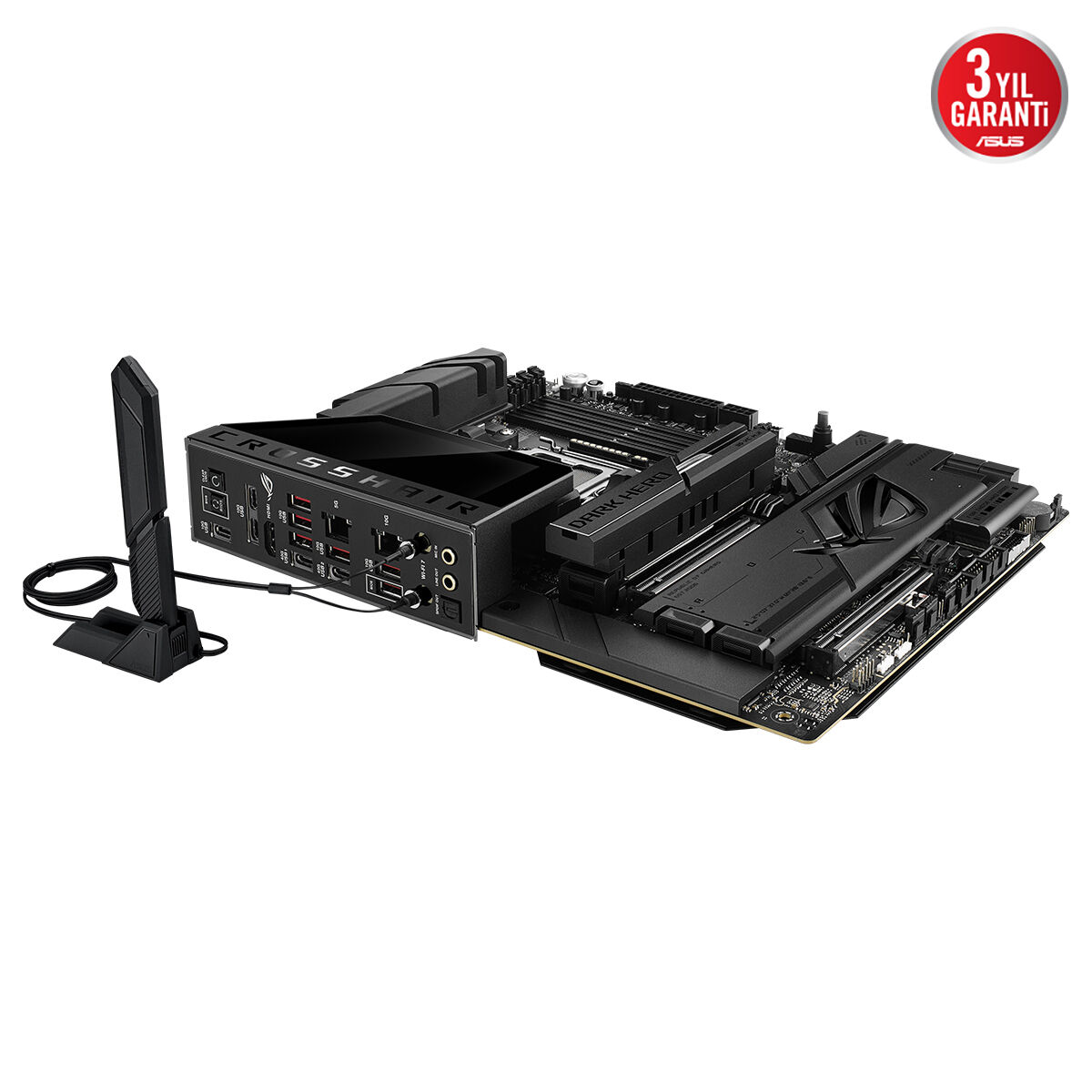 ASUS ROG CROSSHAIR X870E DARK HERO AMD X870E AM5 DDR5 9600 HDMI 2XUSB4 5X M2 USB3.2 WİFİ 7 + BT AURA RGB 10GBİT + 5GBİT LAN ATX 20+2+2 GÜÇ AŞAMALARI ÇİFT USB4 5XM.2 SLOT Wİ-Fİ 7 AI OVERCLOCKİNG - 3
