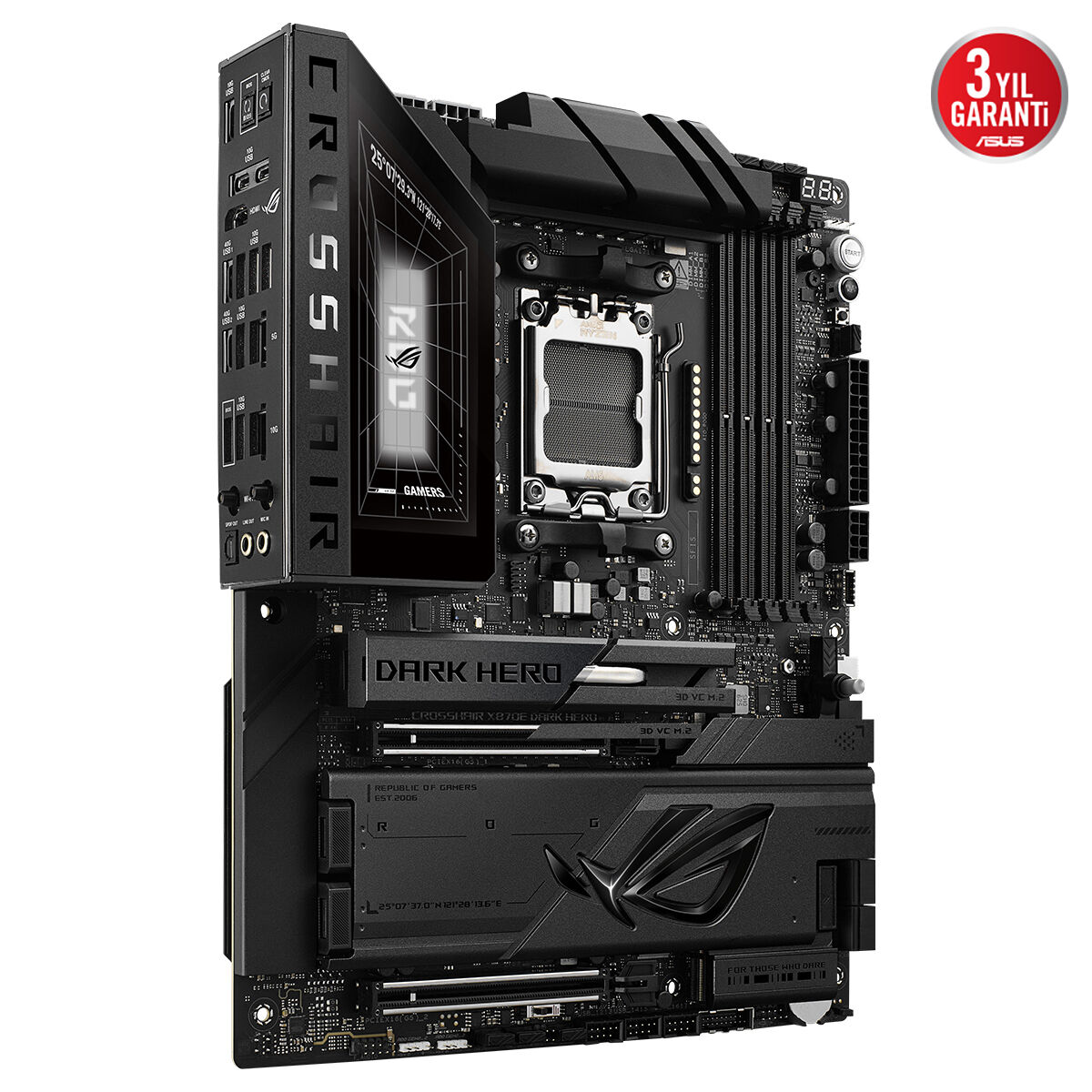 ASUS ROG CROSSHAIR X870E DARK HERO AMD X870E AM5 DDR5 9600 HDMI 2XUSB4 5X M2 USB3.2 WİFİ 7 + BT AURA RGB 10GBİT + 5GBİT LAN ATX 20+2+2 GÜÇ AŞAMALARI ÇİFT USB4 5XM.2 SLOT Wİ-Fİ 7 AI OVERCLOCKİNG - 5