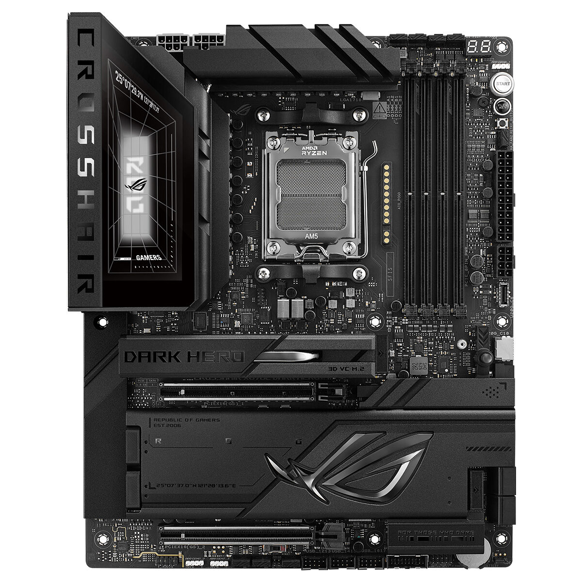 ASUS ROG CROSSHAIR X870E DARK HERO AMD X870E AM5 DDR5 9600 HDMI 2XUSB4 5X M2 USB3.2 WİFİ 7 + BT AURA RGB 10GBİT + 5GBİT LAN ATX 20+2+2 GÜÇ AŞAMALARI ÇİFT USB4 5XM.2 SLOT Wİ-Fİ 7 AI OVERCLOCKİNG - 6