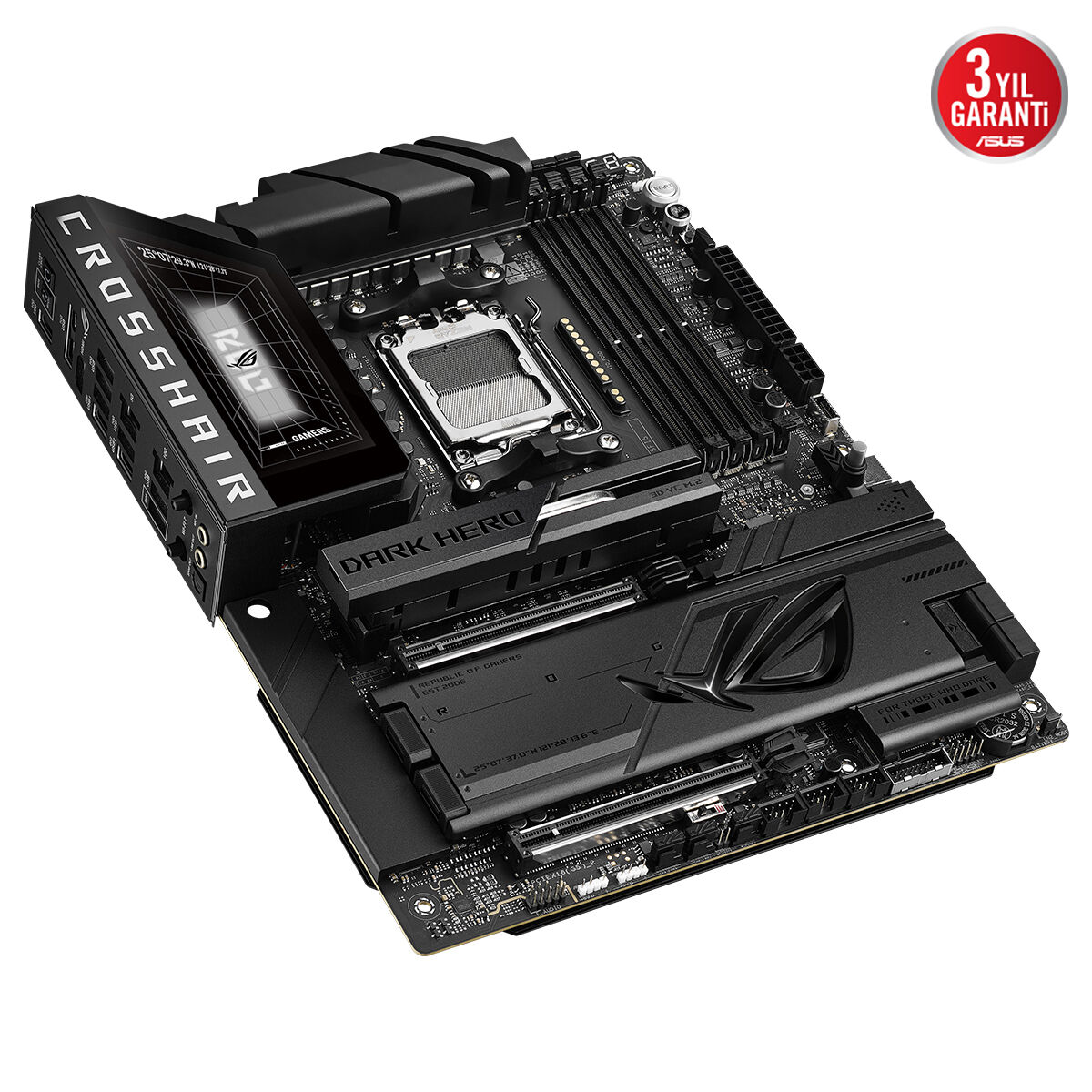 ASUS ROG CROSSHAIR X870E DARK HERO AMD X870E AM5 DDR5 9600 HDMI 2XUSB4 5X M2 USB3.2 WİFİ 7 + BT AURA RGB 10GBİT + 5GBİT LAN ATX 20+2+2 GÜÇ AŞAMALARI ÇİFT USB4 5XM.2 SLOT Wİ-Fİ 7 AI OVERCLOCKİNG - 7