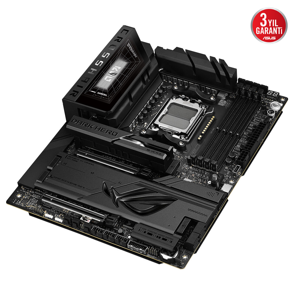 ASUS ROG CROSSHAIR X870E DARK HERO AMD X870E AM5 DDR5 9600 HDMI 2XUSB4 5X M2 USB3.2 WİFİ 7 + BT AURA RGB 10GBİT + 5GBİT LAN ATX 20+2+2 GÜÇ AŞAMALARI ÇİFT USB4 5XM.2 SLOT Wİ-Fİ 7 AI OVERCLOCKİNG - 8