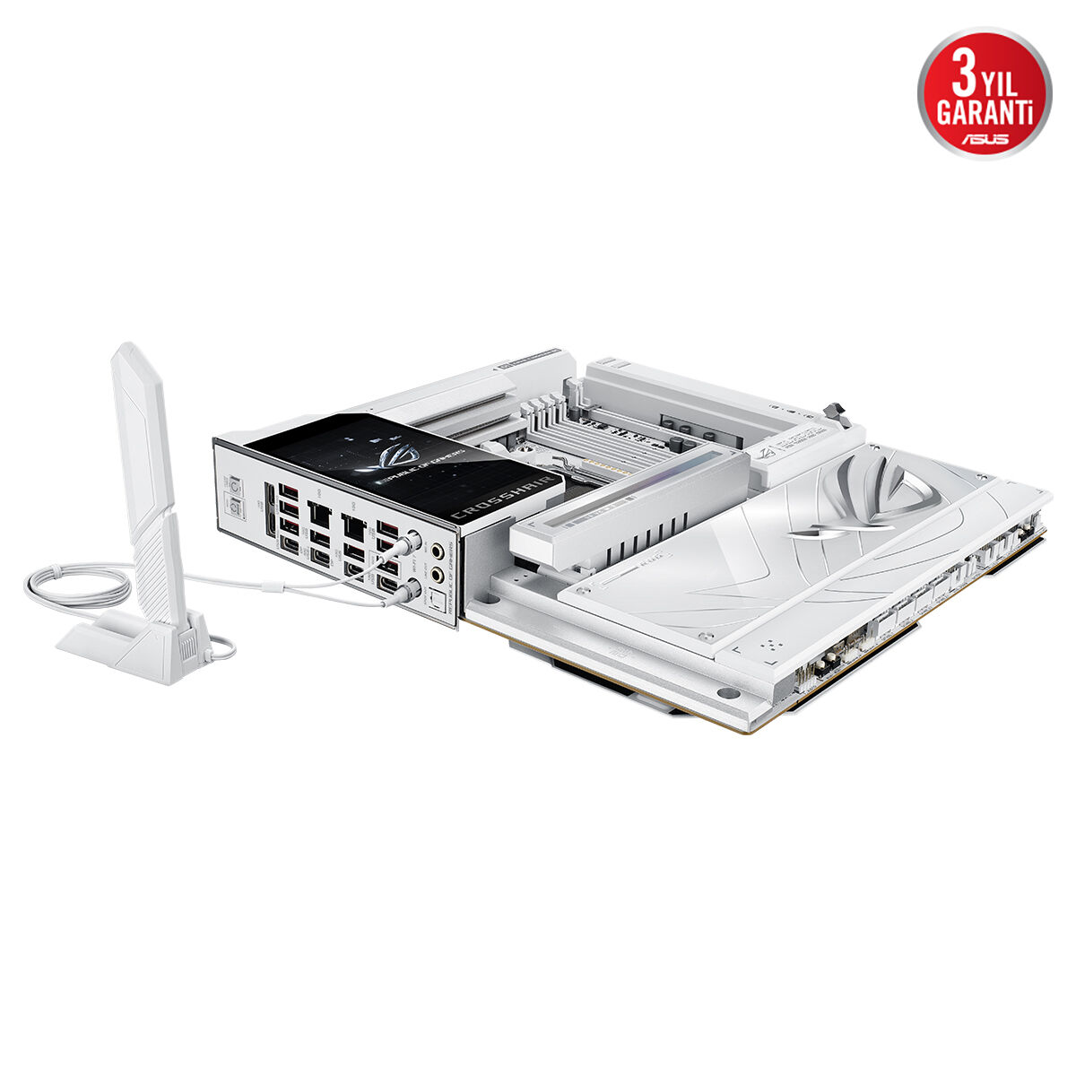 ASUS ROG CROSSHAIR X870E GLACIAL AMD X870E AM5 DDR5 9200 2XUSB4 7X M2 USB3.2 WİFİ 7 + BT AURA RGB 2 X 10GBİT LAN EATX 24+2+2 GÜÇ AŞAMALARI USB 20GBPS PD/QC4+ İLE 60W A KADAR USB ÇIKIŞI ROG HYPER M.2 KART ROG Q-DIMM.2 - 6