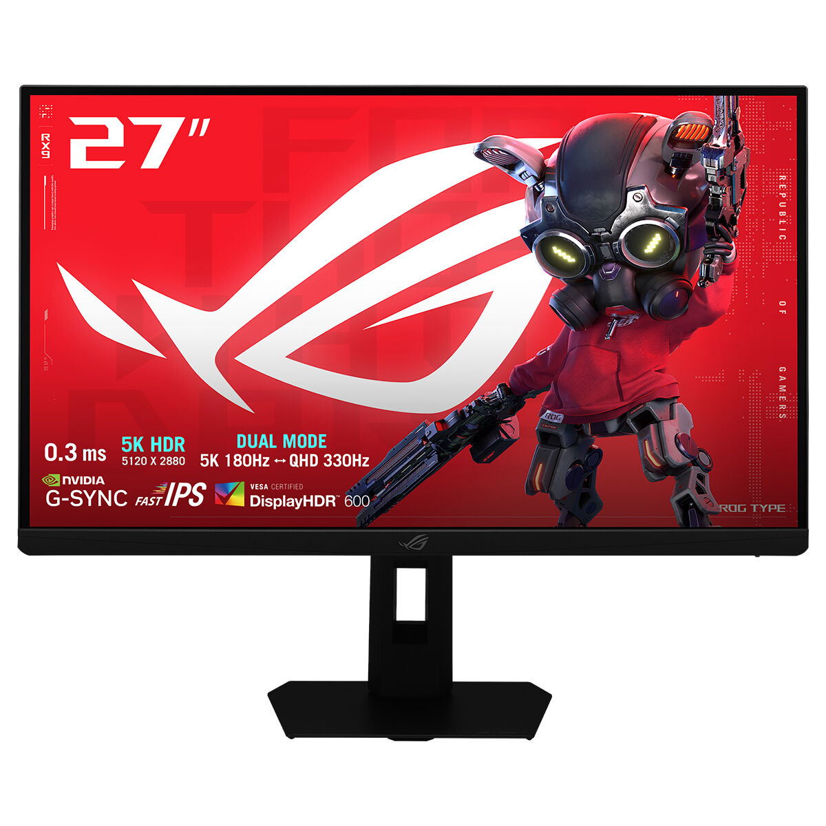 ASUS ROG STRIX XG27JCG 27 GAMING FAST IPS DUAL MODE FREESYNC VE G-SYNC UYUMLU HDR 5K 5120x2880 0.3ms 5K-180Hz/QHD-330Hz 350cd DP HDMI USB-C YOK VESA 3YIL DCI-P3 95% ELMB PİVOT MONİTÖR