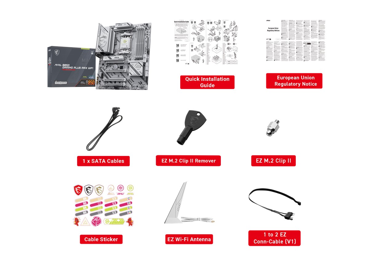 MSI MB MAG B850 GAMING PLUS MAX WIFI AM5 DDR5 8200MHZ(OC) DP 3x M.2 USB 10Gbs 5G LAN WI-FI 7 ATX - 7