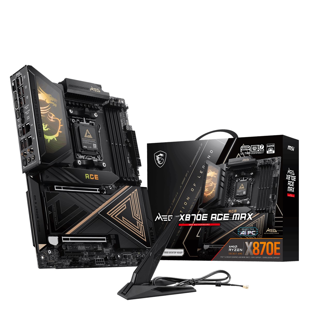 MSI MB MEG X870E ACE MAX AM5 DDR5 8400MHZ(OC)USB 40Gbps 5x M.2 HDMI 2x Type-C DP 10G LAN 5G LAN WIFI 7 RGB ATX - 3