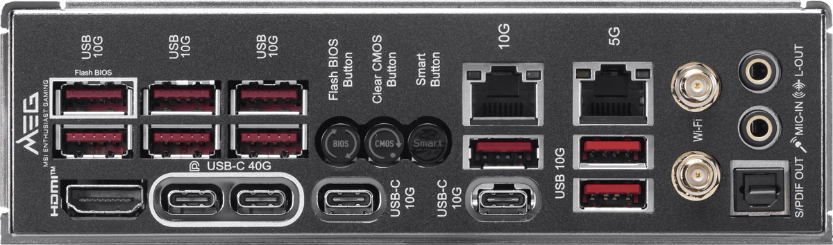 MSI MB MEG X870E ACE MAX AM5 DDR5 8400MHZ(OC)USB 40Gbps 5x M.2 HDMI 2x Type-C DP 10G LAN 5G LAN WIFI 7 RGB ATX - 4